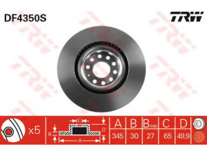 TRW DF4350S stabdžių diskas 
 Dviratė transporto priemonės -> Stabdžių sistema -> Stabdžių diskai / priedai
1K0615301M, 1K0615301M, 1K0615301M