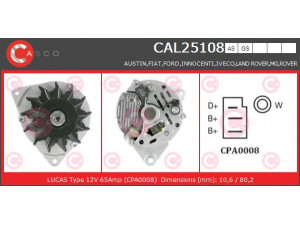 CASCO CAL25108GS kintamosios srovės generatorius 
 Elektros įranga -> Kint. sr. generatorius/dalys -> Kintamosios srovės generatorius
1005308, 5021162, 5026096, 6136946