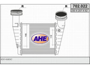 AHE 702.022 tarpinis suslėgto oro aušintuvas, kompresorius 
 Variklis -> Oro tiekimas -> Įkrovos agregatas (turbo/superįkrova) -> Tarpinis suslėgto oro aušintuvas
8D0145805C