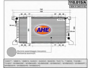 AHE 110.015/A radiatorius, variklio aušinimas 
 Aušinimo sistema -> Radiatorius/alyvos aušintuvas -> Radiatorius/dalys
94VB8005HB
