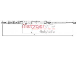 METZGER 10.7626 trosas, stovėjimo stabdys 
 Stabdžių sistema -> Valdymo svirtys/trosai
1T0 609 721H