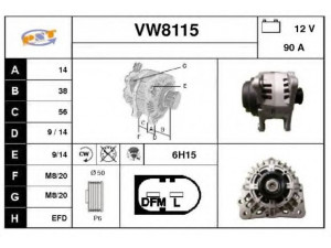 SNRA VW8115 kintamosios srovės generatorius 
 Elektros įranga -> Kint. sr. generatorius/dalys -> Kintamosios srovės generatorius
