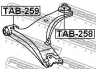 FEBEST TAB-258 valdymo svirties/išilginių svirčių įvorė 
 Ašies montavimas/vairavimo mechanizmas/ratai -> Valdymo svirtis/pasukamosios svirties sujungimas -> Montavimas/sutvirtinimas
48068-20290, 48069-20290