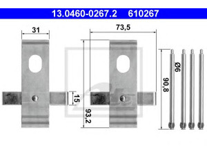 ATE 13.0460-0267.2 priedų komplektas, diskinių stabdžių trinkelės 
 Stabdžių sistema -> Diskinis stabdys -> Stabdžių dalys/priedai
34 11 1 164 082