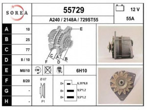 EAI 55729 kintamosios srovės generatorius 
 Elektros įranga -> Kint. sr. generatorius/dalys -> Kintamosios srovės generatorius
76BB10300KD, 77FB10300KB, 81AB10300CA