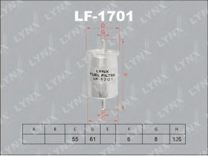 LYNXauto LF-1701 kuro filtras 
 Techninės priežiūros dalys -> Papildomas remontas
16400-JD51A, 9622617880, 9623266380