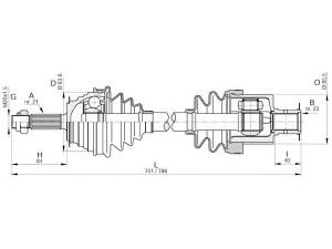 OPEN PARTS DRS6172.00 kardaninis velenas 
 Ratų pavara -> Kardaninis velenas
7701349997, 7701352385, 7711130044