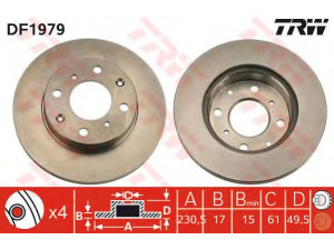 TRW DF1979 stabdžių diskas 
 Stabdžių sistema -> Diskinis stabdys -> Stabdžių diskas
45251SA5670, 45251SA5740