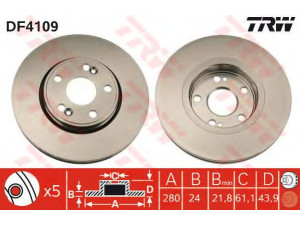 TRW DF4109 stabdžių diskas 
 Stabdžių sistema -> Diskinis stabdys -> Stabdžių diskas
7700802231, 7700830283, 7701204305