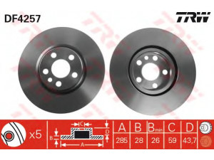 TRW DF4257 stabdžių diskas 
 Dviratė transporto priemonės -> Stabdžių sistema -> Stabdžių diskai / priedai
4246P2, 4249H7, 1325772080, 1340179080