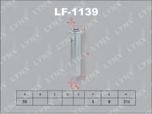 LYNXauto LF-1139 kuro filtras 
 Techninės priežiūros dalys -> Papildomas remontas
13 32 1 705 398, 13 32 1 706 909