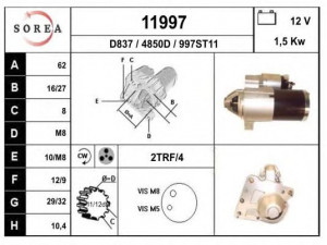 EAI 11997 starteris 
 Elektros įranga -> Starterio sistema -> Starteris
M0T22471, M0T22473, 28100YV010