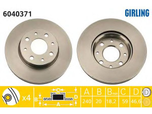 GIRLING 6040371 stabdžių diskas 
 Dviratė transporto priemonės -> Stabdžių sistema -> Stabdžių diskai / priedai
0000007645056, 0000007779409, 0000046416712