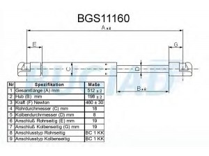 BUGIAD BGS11160 dujinė spyruoklė, bagažinė 
 Priedai -> Bagažinė/pakrovimo skyrius
81770-2L200, 81780-2L200