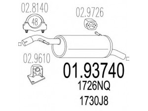 MTS 01.93740 galinis duslintuvas 
 Išmetimo sistema -> Duslintuvas
1726NQ, 1726XQ, 1730J8