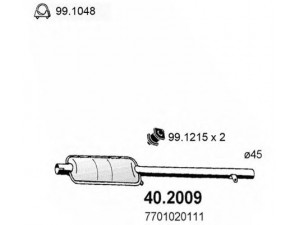 ASSO 40.2009 priekinis duslintuvas 
 Išmetimo sistema -> Duslintuvas
6000056276, 6000056823, 7701020110