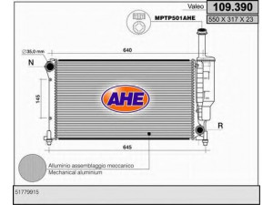 AHE 109.390 radiatorius, variklio aušinimas 
 Aušinimo sistema -> Radiatorius/alyvos aušintuvas -> Radiatorius/dalys
51779915