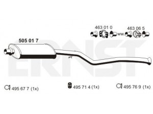 ERNST 505017 vidurinis duslintuvas 
 Išmetimo sistema -> Duslintuvas
1717 A2