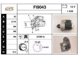 SNRA FI9043 starteris 
 Elektros įranga -> Starterio sistema -> Starteris
FMR8107013, 30180355, 4469986, 4469987