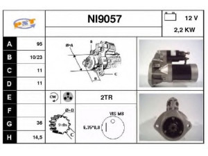 SNRA NI9057 starteris 
 Elektros įranga -> Starterio sistema -> Starteris
233001S900, S13126, S13326