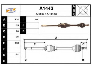 SNRA A1443 kardaninis velenas 
 Ratų pavara -> Kardaninis velenas
46308024, 46308072, 71787138