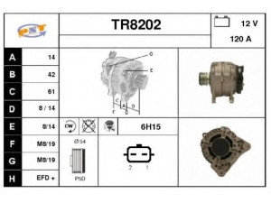 SNRA TR8202 kintamosios srovės generatorius 
 Elektros įranga -> Kint. sr. generatorius/dalys -> Kintamosios srovės generatorius
8200360480