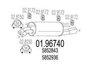 MTS 01.96740 galinis duslintuvas 
 Išmetimo sistema -> Duslintuvas
5852843, 5852936, 90466971, 90531658