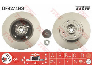 TRW DF4274BS stabdžių diskas 
 Stabdžių sistema -> Diskinis stabdys -> Stabdžių diskas
7701207823, 8200038305