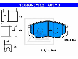ATE 13.0460-5713.2 stabdžių trinkelių rinkinys, diskinis stabdys 
 Techninės priežiūros dalys -> Papildomas remontas
04465-B4010-000, 04465-B4030-000