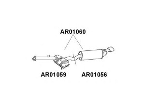 VENEPORTE AR01059 vidurinis duslintuvas 
 Išmetimo sistema -> Duslintuvas
60565539, 60587684