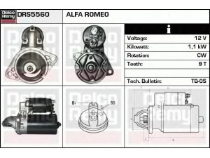 DELCO REMY DRS5560 starteris 
 Elektros įranga -> Starterio sistema -> Starteris
605375290, 60562974, 605629740