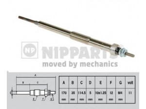 NIPPARTS J5715010 kaitinimo žvakė 
 Kibirkšties / kaitinamasis uždegimas -> Kaitinimo kaištis
ME203539