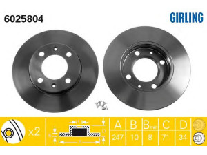 GIRLING 6025804 stabdžių diskas 
 Dviratė transporto priemonės -> Stabdžių sistema -> Stabdžių diskai / priedai
4246A1, 4246A2, 4246G9