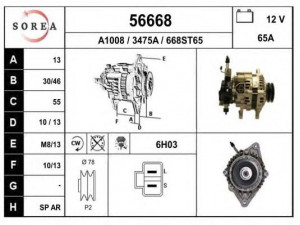 EAI 56668 kintamosios srovės generatorius 
 Elektros įranga -> Kint. sr. generatorius/dalys -> Kintamosios srovės generatorius
A2T82899, MD306649
