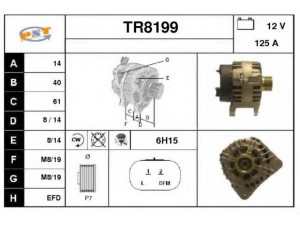 SNRA TR8199 kintamosios srovės generatorius 
 Elektros įranga -> Kint. sr. generatorius/dalys -> Kintamosios srovės generatorius
7711135333, 8200086162, 8200290217