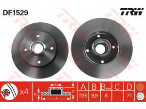 TRW DF1529 stabdžių diskas 
 Stabdžių sistema -> Diskinis stabdys -> Stabdžių diskas
191615601, 1HM615601, 191615601