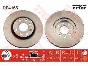 TRW DF4165 stabdžių diskas 
 Dviratė transporto priemonės -> Stabdžių sistema -> Stabdžių diskai / priedai
569000, 9196050, 9127967, 9196050