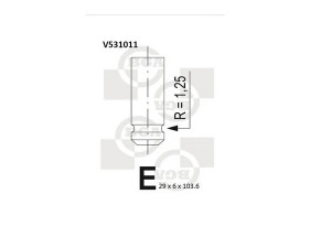 BGA V531011 išleidimo vožtuvas 
 Variklis -> Variklio uždegimo laiko reguliavimo kontrolė -> Vožtuvų eilė -> Vožtuvai/dalys
949.99, 9636001780