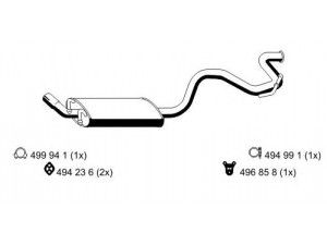 ERNST 330015 galinis duslintuvas 
 Išmetimo sistema -> Duslintuvas
1 019 684, 1 020 805, 1 492 195