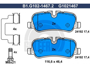 GALFER B1.G102-1467.2 stabdžių trinkelių rinkinys, diskinis stabdys 
 Techninės priežiūros dalys -> Papildomas remontas
SFP500021, SFP500022