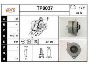 SNRA TP8037 kintamosios srovės generatorius 
 Elektros įranga -> Kint. sr. generatorius/dalys -> Kintamosios srovės generatorius