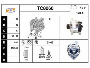 SNRA TC8060 kintamosios srovės generatorius 
 Elektros įranga -> Kint. sr. generatorius/dalys -> Kintamosios srovės generatorius
500371244, 5003712440, 5705AF