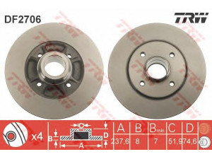 TRW DF2706 stabdžių diskas 
 Dviratė transporto priemonės -> Stabdžių sistema -> Stabdžių diskai / priedai
7700780077, 7700780078, 7700805006