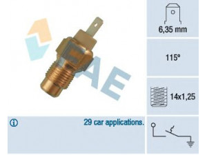 FAE 35200 temperatūros jungiklis, aušinimo skysčio įspėjimo lemputė 
 Aušinimo sistema -> Siuntimo blokas, aušinimo skysčio temperatūra
0242.32, 77 00 704 046, 77 00 768 589