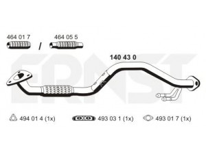 ERNST 140430 išleidimo kolektorius 
 Išmetimo sistema -> Išmetimo vamzdžiai
1K0 254 304 C, 1K0 254 304 P