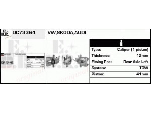 EDR DC73364 stabdžių apkaba 
 Stabdžių sistema -> Stabdžių matuoklis -> Stabdžių matuoklio montavimas
1K0 615 423, 1K0 615 423C