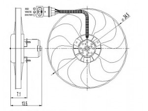 NRF 47397 ventiliatorius, radiatoriaus 
 Aušinimo sistema -> Oro aušinimas
6X0959455A, 6X0959455F, 6X0959455A