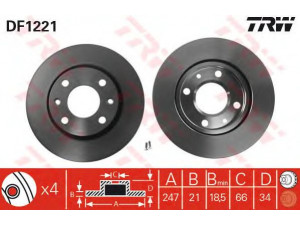 TRW DF1221 stabdžių diskas 
 Dviratė transporto priemonės -> Stabdžių sistema -> Stabdžių diskai / priedai
169003, 424996, 91517695, 95661747