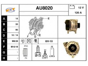SNRA AU8020 kintamosios srovės generatorius 
 Elektros įranga -> Kint. sr. generatorius/dalys -> Kintamosios srovės generatorius
059903015