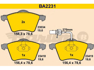 BARUM BA2231 stabdžių trinkelių rinkinys, diskinis stabdys 
 Techninės priežiūros dalys -> Papildomas remontas
1151377, 1M21-2K021-AA, 7M3 698 151 B